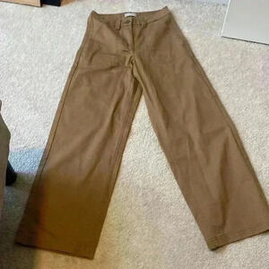 Roamers Womens High Waisted Utility Carpenter Pants Wide Leg Khaki Brown
